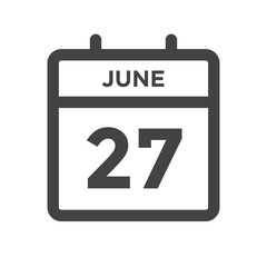 Wall Mural - June 27 Calendar Day or Calender Date Deadline or Appointment