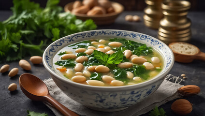 Wall Mural - Bean soup, traditional food of Albania appetizing