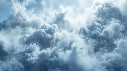 Poster - The image is of a cloud of smoke with a blue sky background. The smoke is thick and billowing, creating a sense of movement and chaos