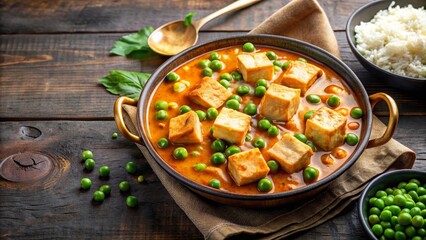 Traditional Indian dish of matar paneer with peas and cooked cottage cheese, Indian, food, cuisine, spicy, vegetarian, recipe