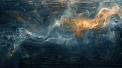 Poster - A blue and orange smokey sky with a lot of stars. The sky is filled with smoke and the stars are scattered throughout