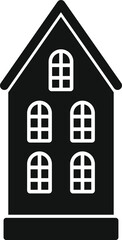 Sticker - Black glyph icon representing a traditional dutch house with multiple windows, suitable for web design, logo, app, ui