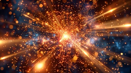Wall Mural - indistinct fireworks burst in night sky.