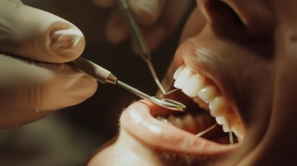 Sticker - Dentist preparing a patient for a dental crown fitting