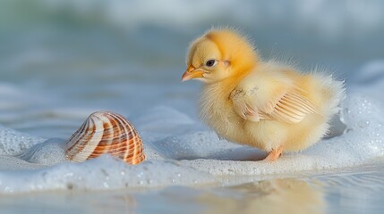 Wall Mural - A Little Chick on the Beach