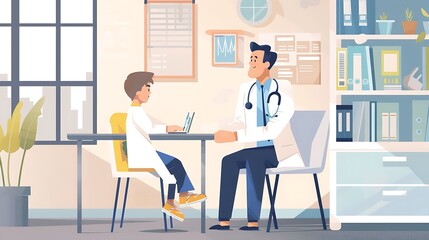 Wall Mural - Male doctor Pediatrician examining a child in a clinic