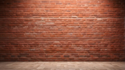 Empty brick wall in a room with floor