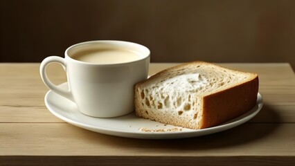  A cozy morning start with a warm cup of coffee and a slice of toast