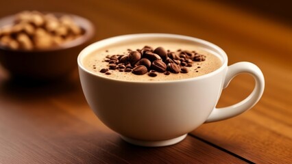 Canvas Print -  Indulgence in a cup  A frothy coffee with a sprinkle of chocolate