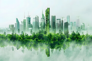 City skyline. Environment protection, green future