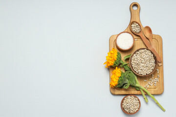 Wall Mural - Sunflower seeds, concept of harvest, tasty snack