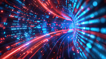 Wall Mural - abstract communication and future technology data flow