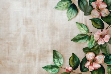 Poster - Delicate Watercolor Blossoms on Linen Fabric