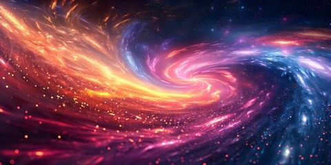 Sticker - swirling multicolor cosmic flow in digital backdrop