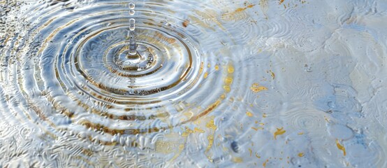 Poster - Water Drop Ripples in a Golden Pond