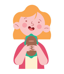 Sticker - girl eating a sandwich cartoon