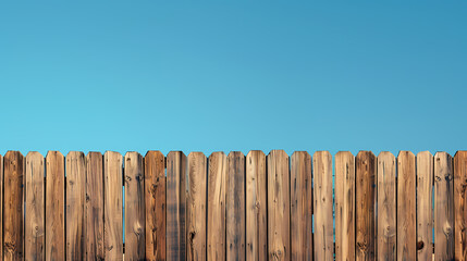 Wall Mural - Wooden fence against blue sky background