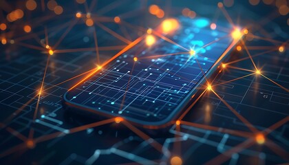 Fototapete - Smartphone Connected to the Network