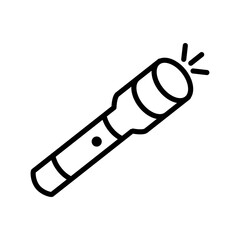 Wall Mural - Flashlight icon Black line art vector logo