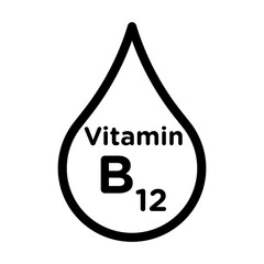 Vitamin B12 drop icon Black line art vector logo