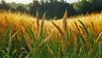 Wall Mural - Wheat field close-up.