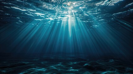 Wall Mural - Underwater Sunlight Beams Through The Ocean