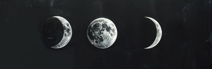 Canvas Print - Phases of the Moon on a Dark Background