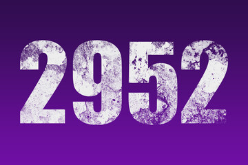 flat white grunge number of 2952 on purple background.	