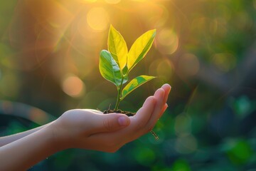 A Small Plant in Caring Hands, a Symbol of Life's Growth and Hope