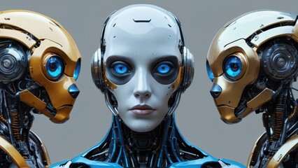 Poster - Three Androids with Blue Eyes.