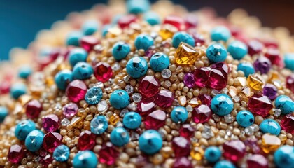 Wall Mural - Colorful Gemstones and Beads Close Up