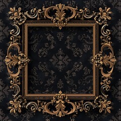 Wall Mural - Ornate Baroque Frame with Luxurious Velvet Background in Rich Colors