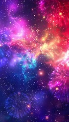 Wall Mural - colorful fireworks vertical background with space seamless looping overlay 4k virtual video animatio