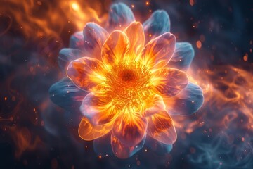 Sticker - Glowing flower in a vibrant surreal digital illustration