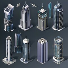 Sticker - Futuristic Cityscape with Towering Glass and Steel Structures