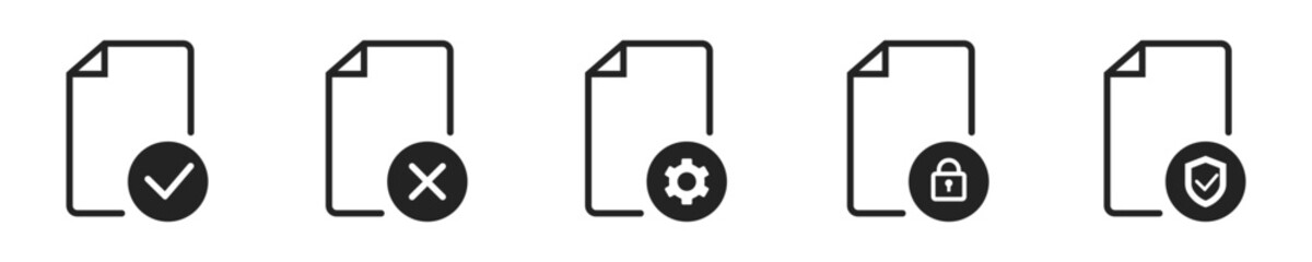 Wall Mural - file icon set. set of 5 outline icons related to file, data. linear icon collection. file or documen