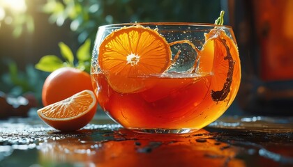 Wall Mural - Orange and tea with sun flare