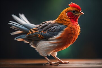 Wall Mural - Colorful chicken on a solid color background, studio photo. ai generative