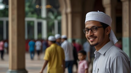 Muslim tourist walking at the mosque in Kuala lumpur Malaysia.generative.ai
