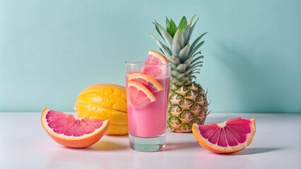 Wall Mural - fruit cocktail with pineapple