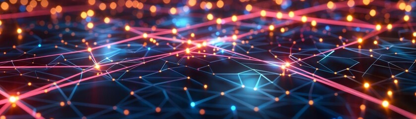 Future of network structures, flat design, top view, data theme, Triadic Color Scheme