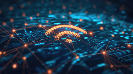 Abstract Wireless Network Background with Prominent Wifi Symbol