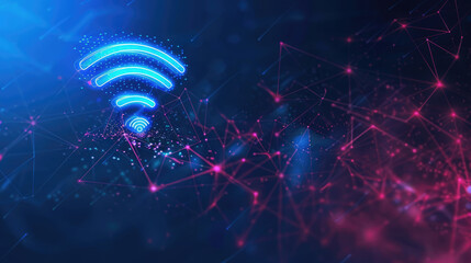 Abstract Wireless Network Background with Prominent Wifi Symbol