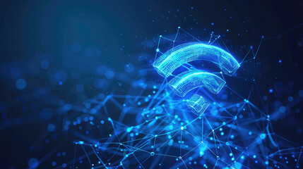Abstract Wireless Network Background with Prominent Wifi Symbol