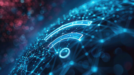Abstract Wireless Network Background with Prominent Wifi Symbol