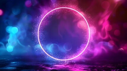 Wall Mural - neon frame with glowing electric elements colorful background concept with copy space