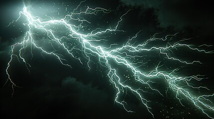 Wall Mural -  Lightning bolt illuminating the night sky