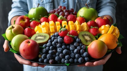 A fresh organic fruit collection displayed in a visually appealing arrangement, highlighting healthy snack options.