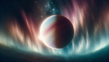 Wall Mural - rogue planet with aurora in space