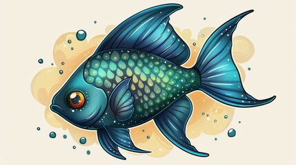 Poster - Vibrant angelfish clipart, perfect for designs, isolated on white background.